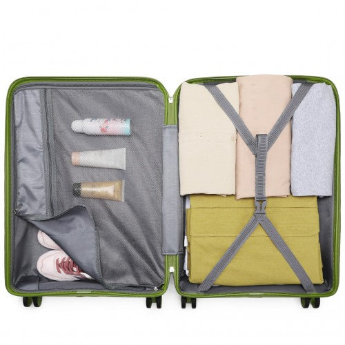 K2092L - Kono Bright Hard Shell PP Suitcase 3 Pieces Set - Classic Collection - Green | Neil's Luggage Store
