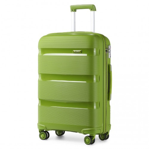 K2092L - Kono 20 Inch Bright Hard Shell PP Carry-On Suitcase In Cabin Size - Green | Neil's Luggage Store