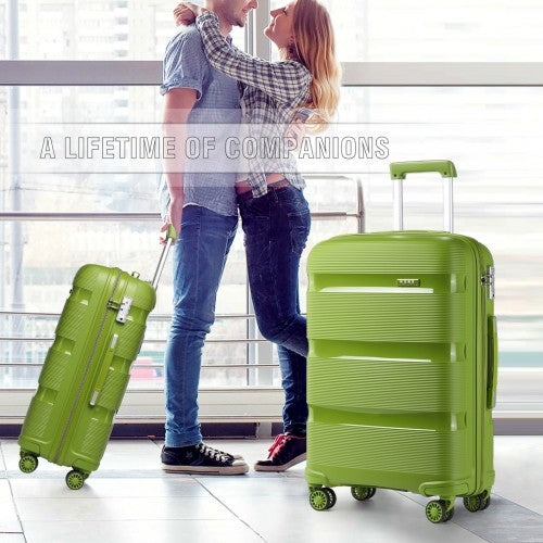 K2092L - Kono Bright Hard Shell PP Suitcase 3 Pieces Set - Classic Collection - Green | Neil's Luggage Store