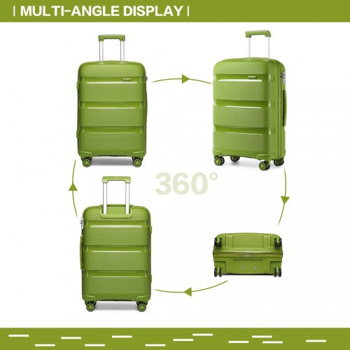 K2092L - Kono 24 Inch Bright Hard Shell PP Suitcase - Classic Collection - Green | Neil's Luggage Store