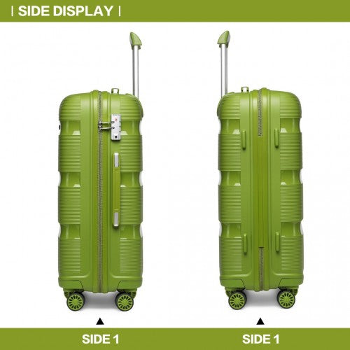 K2092L - Kono Bright Hard Shell PP Suitcase 3 Pieces Set - Classic Collection - Green | Neil's Luggage Store
