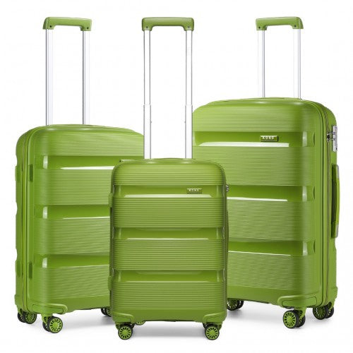 K2092L - Kono Bright Hard Shell PP Suitcase 3 Pieces Set - Classic Collection - Green | Neil's Luggage Store
