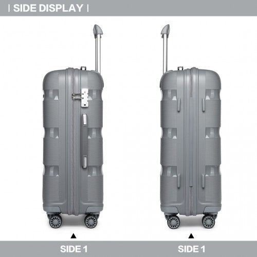 K2092L - Kono 24 Inch Bright Hard Shell PP Suitcase - Classic Collection - Grey | Neil's Luggage Store