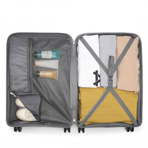 K2092L - Kono 24 Inch Bright Hard Shell PP Suitcase - Classic Collection - Grey | Neil's Luggage Store