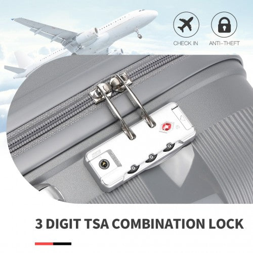 K2092L - Kono 24 Inch Bright Hard Shell PP Suitcase - Classic Collection - Grey | Neil's Luggage Store