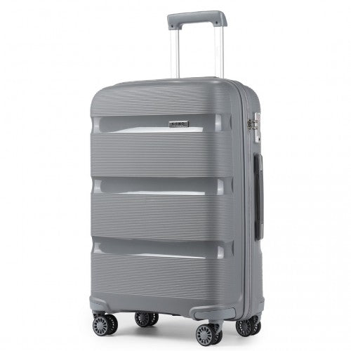 K2092L - Kono 24 Inch Bright Hard Shell PP Suitcase - Classic Collection - Grey | Neil's Luggage Store