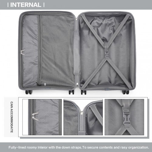 K2092L - Kono 24 Inch Bright Hard Shell PP Suitcase - Classic Collection - Grey | Neil's Luggage Store