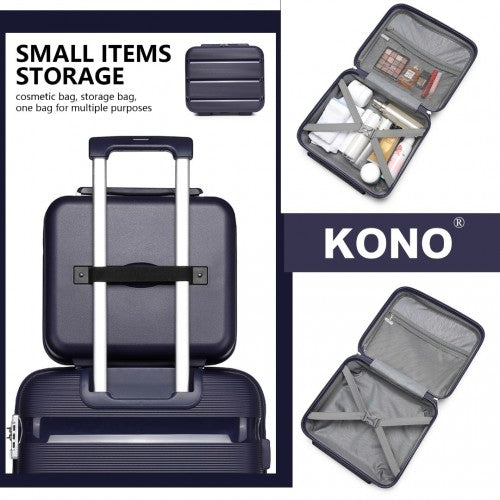 K2092L - Kono Bright Hard Shell PP Suitcase With TSA Lock And Vanity Case 4 Pieces Set - Classic Collection - Navy | Neil's Luggage Store