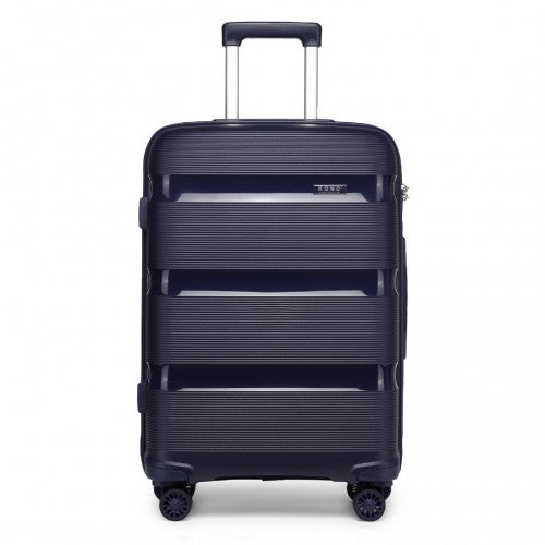 K2092L - Kono 20 Inch Bright Hard Shell PP Carry-On Suitcase In Cabin Size - Navy | Neil's Luggage Store