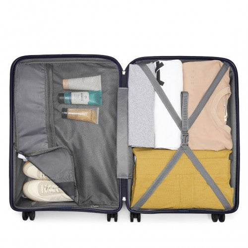 K2092L - Kono 24 Inch Bright Hard Shell PP Suitcase - Classic Collection - Navy | Neil's Luggage Store