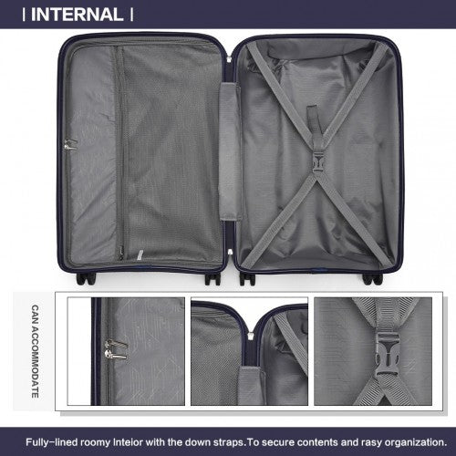 K2092L - Kono 24 Inch Bright Hard Shell PP Suitcase - Classic Collection - Navy | Neil's Luggage Store
