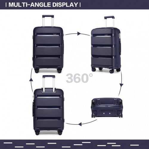 K2092L - Kono 24 Inch Bright Hard Shell PP Suitcase - Classic Collection - Navy | Neil's Luggage Store