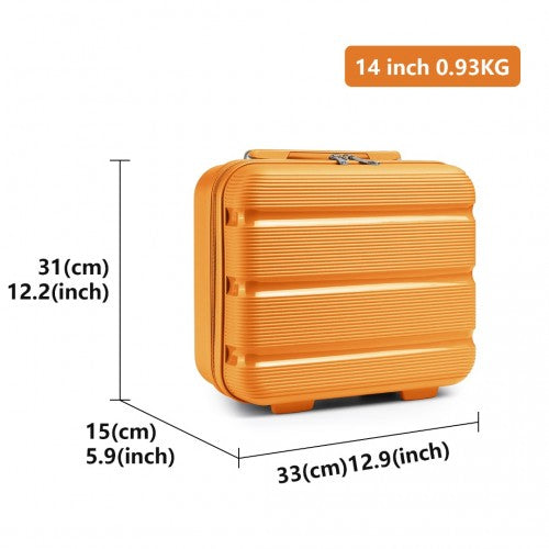 K2092L - Kono 14 Inch Bright Hard Shell PP Vanity Case - Orange | Neil's Luggage Store