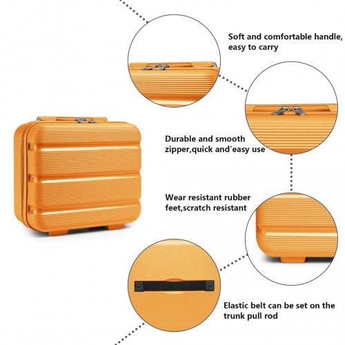 K2092L - Kono 14 Inch Bright Hard Shell PP Vanity Case - Orange | Neil's Luggage Store