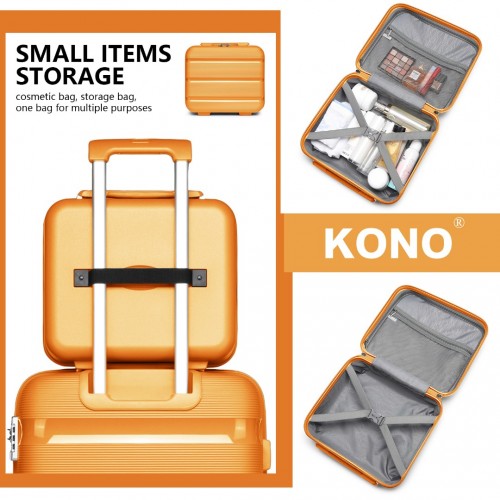 K2092L - Kono 14 Inch Bright Hard Shell PP Vanity Case - Orange | Neil's Luggage Store