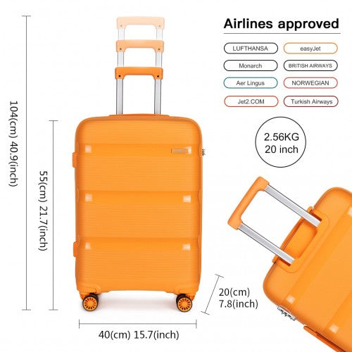K2092L - Kono Bright Hard Shell PP Suitcase 3 Pieces Set - Classic Collection - Orange | Neil's Luggage Store