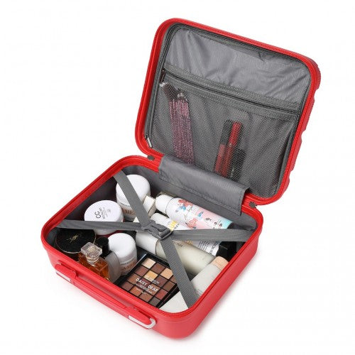 K2092L - Kono 14 Inch Bright Hard Shell PP Vanity Case - Red | Neil's Luggage Store