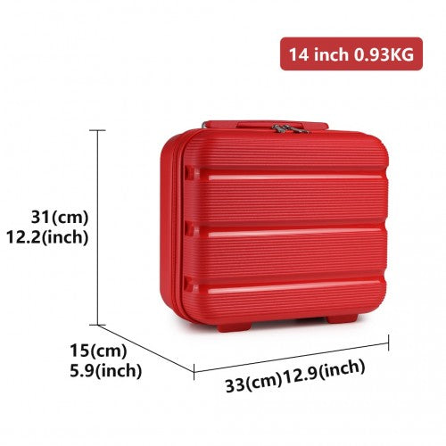 K2092L - Kono 14 Inch Bright Hard Shell PP Vanity Case - Red | Neil's Luggage Store