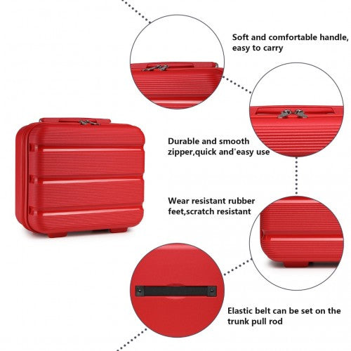 K2092L - Kono 14 Inch Bright Hard Shell PP Vanity Case - Red | Neil's Luggage Store