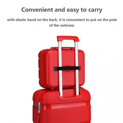 K2092L - Kono 14 Inch Bright Hard Shell PP Vanity Case - Red | Neil's Luggage Store