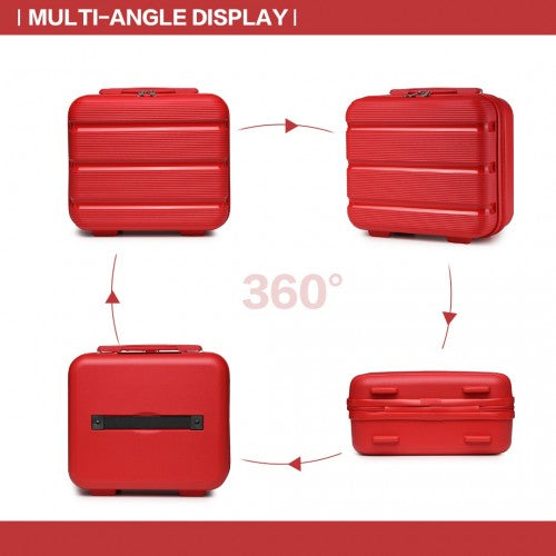 K2092L - Kono 14 Inch Bright Hard Shell PP Vanity Case - Red | Neil's Luggage Store