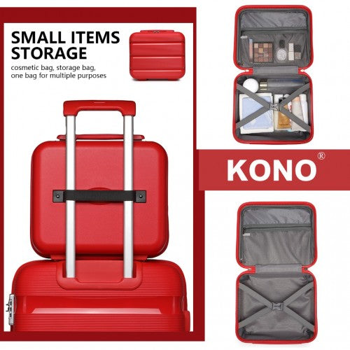K2092L - Kono 14 Inch Bright Hard Shell PP Vanity Case - Red | Neil's Luggage Store