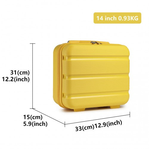 K2092L - Kono 14 Inch Bright Hard Shell PP Vanity Case - Yellow | Neil's Luggage Store