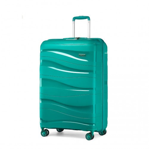K2094L - Kono 20 Inch Lightweight Polypropylene Hard Shell Suitcase With TSA Lock - Teal | Neil's Luggage Store