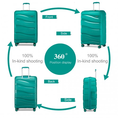 K2094L - Kono 20 Inch Lightweight Polypropylene Hard Shell Suitcase With TSA Lock - Teal | Neil's Luggage Store