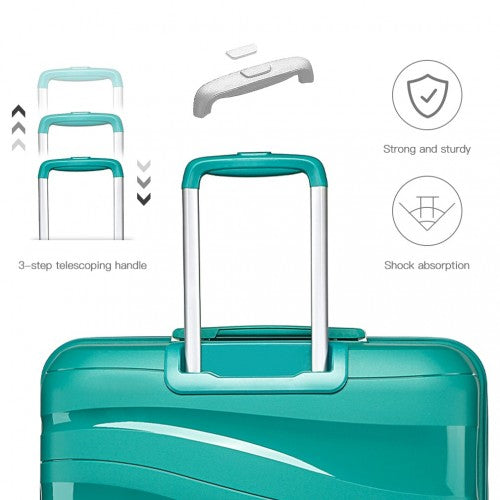 K2094L - Kono 20 Inch Lightweight Polypropylene Hard Shell Suitcase With TSA Lock - Teal | Neil's Luggage Store
