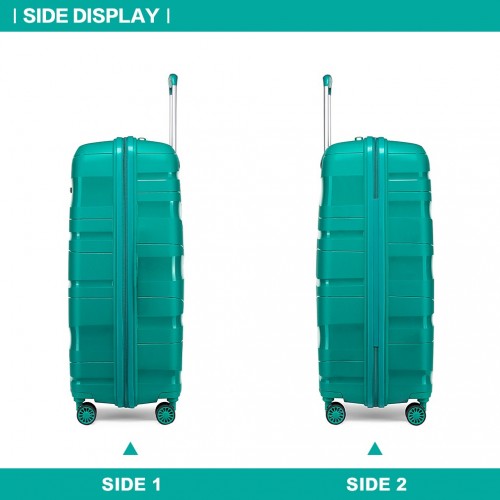 K2094L - Kono 20 Inch Lightweight Polypropylene Hard Shell Suitcase With TSA Lock - Teal | Neil's Luggage Store