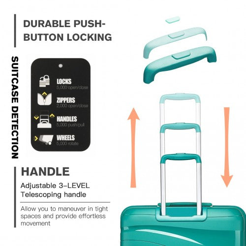 K2094L - Kono 28 Inch Lightweight Polypropylene Hard Shell Suitcase With TSA Lock - Teal | Neil's Luggage Store