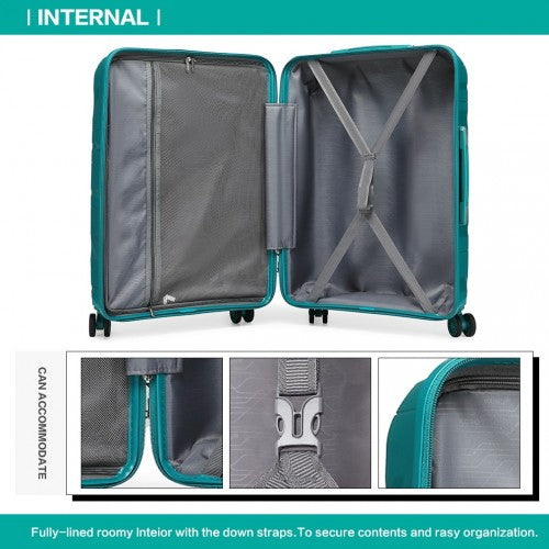 K2094L - Kono 28 Inch Lightweight Polypropylene Hard Shell Suitcase With TSA Lock - Teal | Neil's Luggage Store