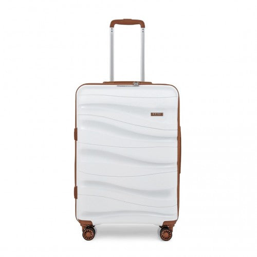 K2094L - Kono 28 Inch Lightweight Polypropylene Hard Shell Suitcase With TSA Lock - Cream | Neil's Luggage Store