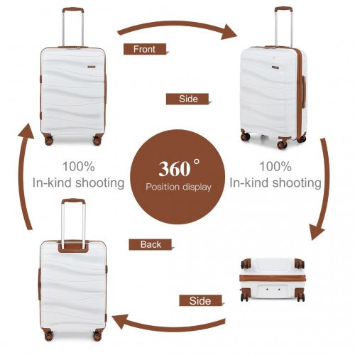 K2094L - Kono 28 Inch Lightweight Polypropylene Hard Shell Suitcase With TSA Lock - Cream | Neil's Luggage Store