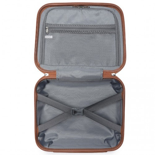K2094L - Kono 14 Inch Lightweight Polypropylene Hard Shell Vanity Case - Grey And Brown | Neil's Luggage Store