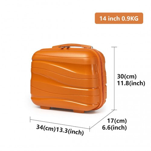 K2094L - Kono 14 Inch Lightweight Polypropylene Hard Shell Vanity Case - Orange | Neil's Luggage Store