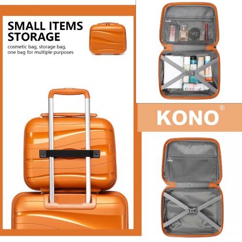 K2094L - Kono 14 Inch Lightweight Polypropylene Hard Shell Vanity Case - Orange | Neil's Luggage Store