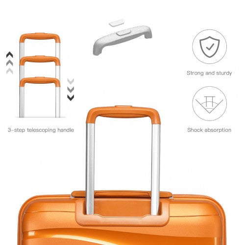 K2094L - Kono 20 Inch Lightweight Polypropylene Hard Shell Suitcase With TSA Lock - Orange | Neil's Luggage Store