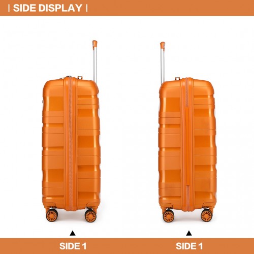K2094L - Kono 20 Inch Lightweight Polypropylene Hard Shell Suitcase With TSA Lock - Orange | Neil's Luggage Store