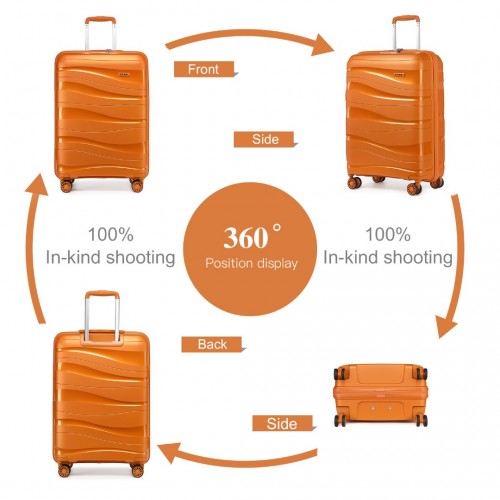 K2094L - Kono 20 Inch Lightweight Polypropylene Hard Shell Suitcase With TSA Lock - Orange | Neil's Luggage Store