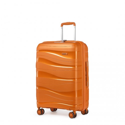 K2094L - Kono 24 Inch Lightweight Polypropylene Hard Shell Suitcase With TSA Lock - Orange | Neil's Luggage Store