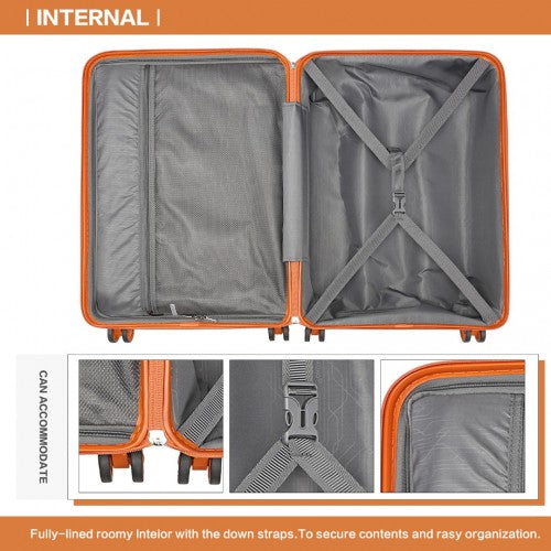 K2094L - Kono 24 Inch Lightweight Polypropylene Hard Shell Suitcase With TSA Lock - Orange | Neil's Luggage Store