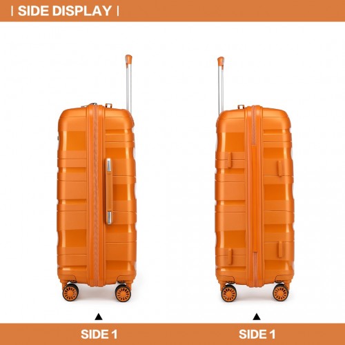 K2094L - Kono 24 Inch Lightweight Polypropylene Hard Shell Suitcase With TSA Lock - Orange | Neil's Luggage Store