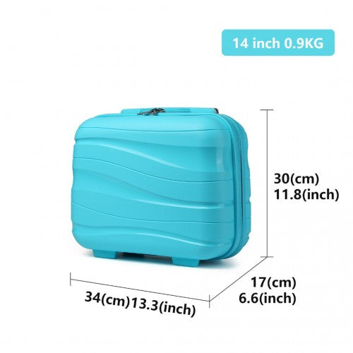 K2094L - Kono 14 Inch Lightweight Polypropylene Hard Shell Vanity Case - Blue | Neil's Luggage Store