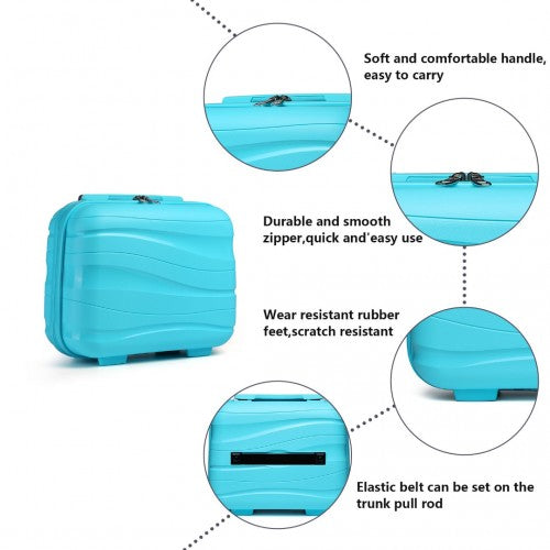K2094L - Kono 14 Inch Lightweight Polypropylene Hard Shell Vanity Case - Blue | Neil's Luggage Store