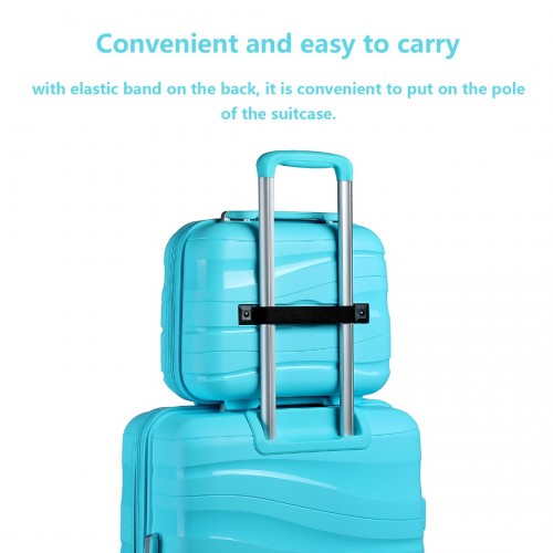 K2094L - Kono 14 Inch Lightweight Polypropylene Hard Shell Vanity Case - Blue | Neil's Luggage Store