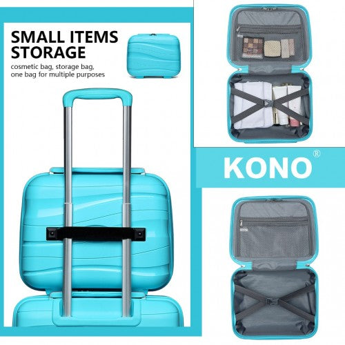 K2094L - Kono 14 Inch Lightweight Polypropylene Hard Shell Vanity Case - Blue | Neil's Luggage Store