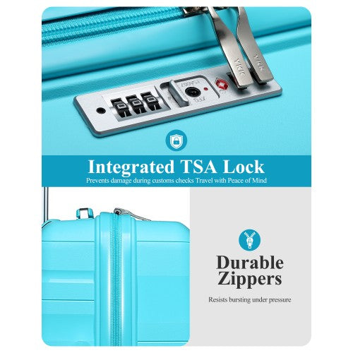 Kono 24 Inch Lightweight Polypropylene Hard Shell Suitcase With TSA Lock Blue | Neil's Luggage Store