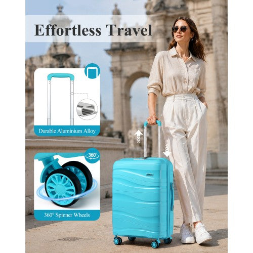 Kono 24 Inch Lightweight Polypropylene Hard Shell Suitcase With TSA Lock Blue | Neil's Luggage Store